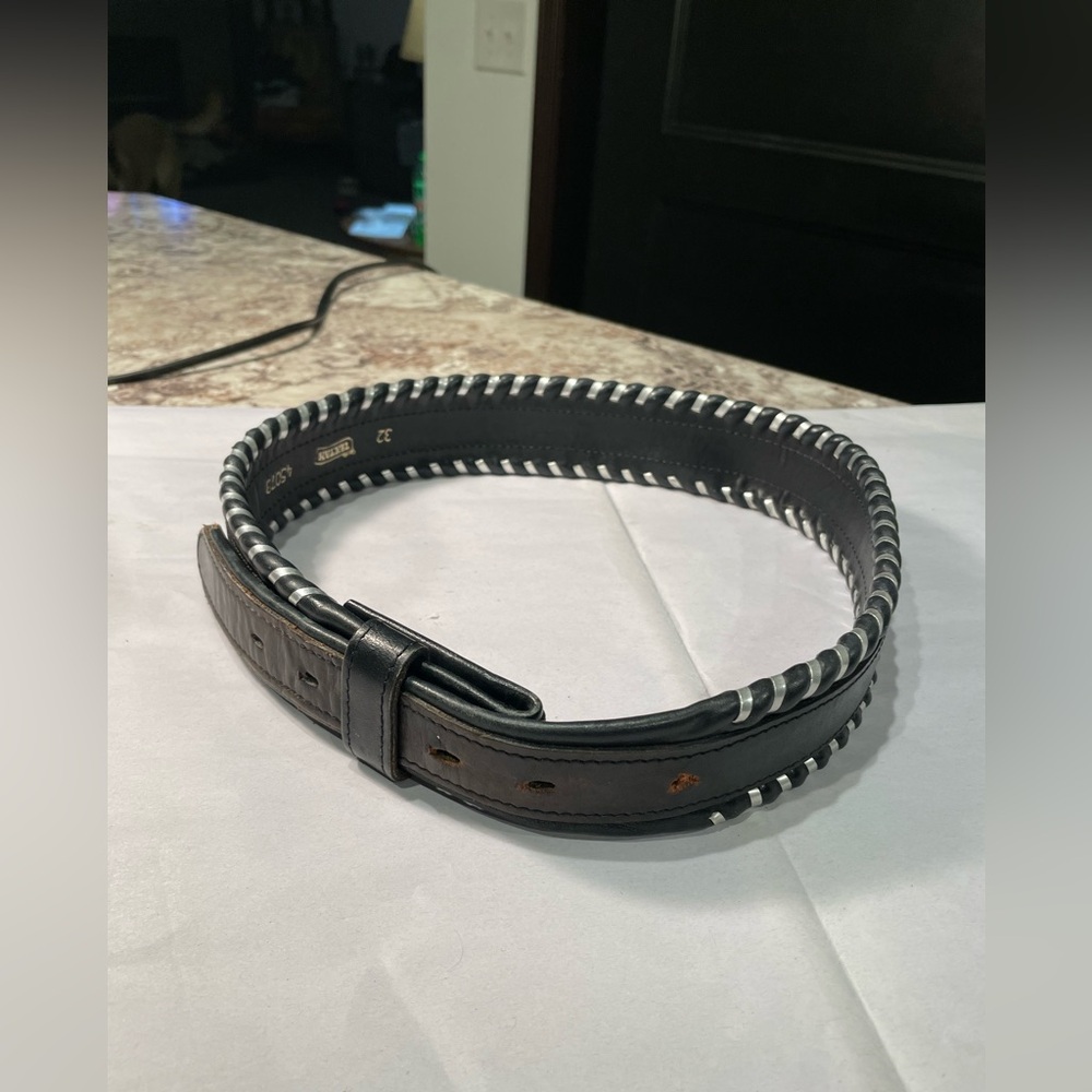 Vintage Tex Tan Black Silver laced Belt